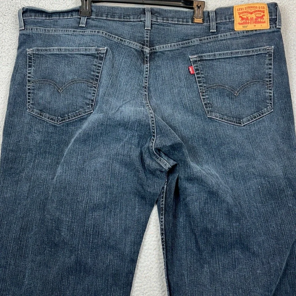 Levis 559 Jeans Mens 50X32 Relaxed Straight Blue Distressed Denim Pants Stretch